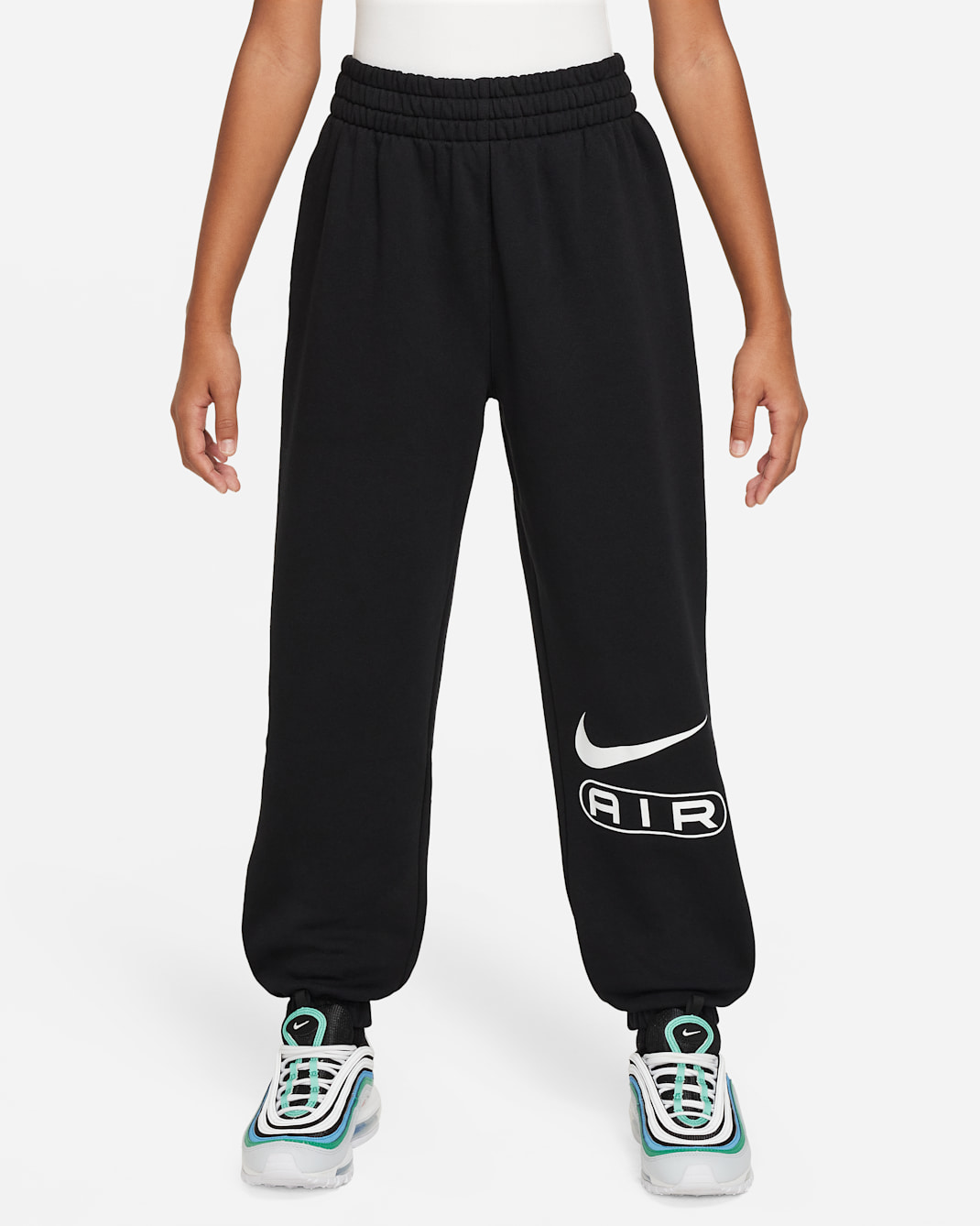 Nike Air Big Kids' (Girls') French Terry Pants - Black/White