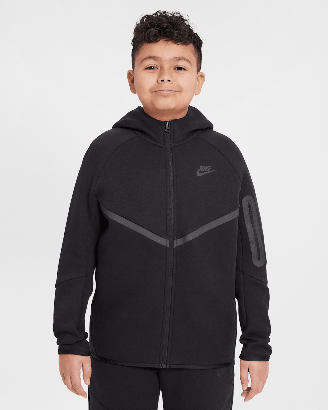 Nike Sportswear Tech Fleece Older Kids' Full-Zip Hoodie (Extended Size) - Black/Black/Black/Black