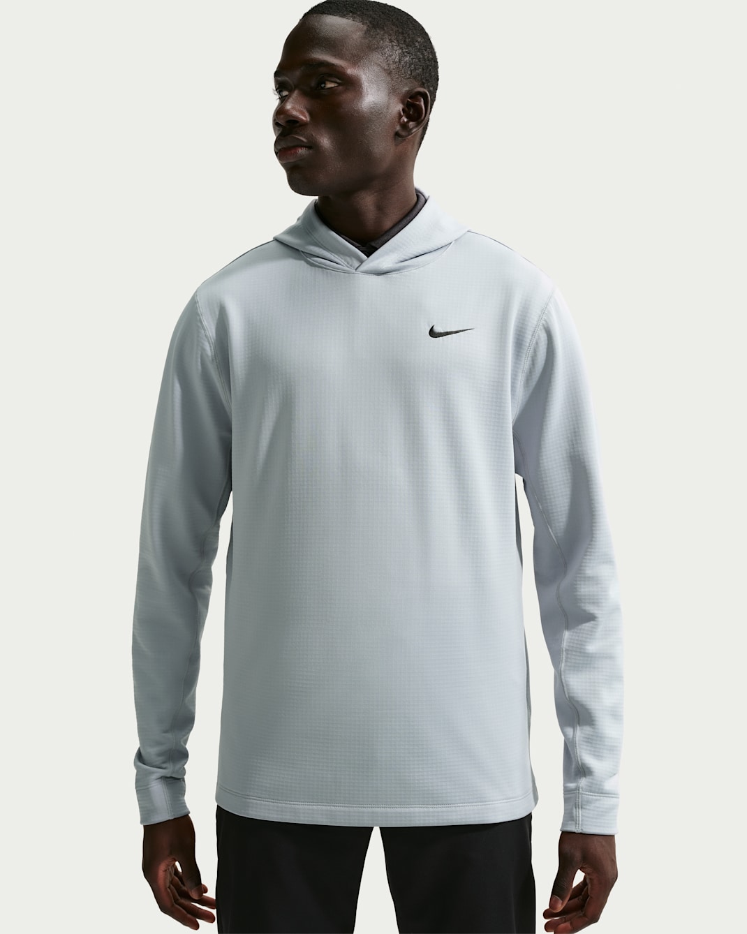 Camisola de golfe com capuz Nike Velocity Therma-FIT para homem - Cinzento Wolf/Preto