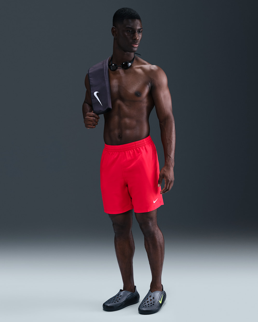 Nike Swim Breaker Shorts Volley de 18 cm con forro de ropa interior para hombre - Rojo universitario/Blanco