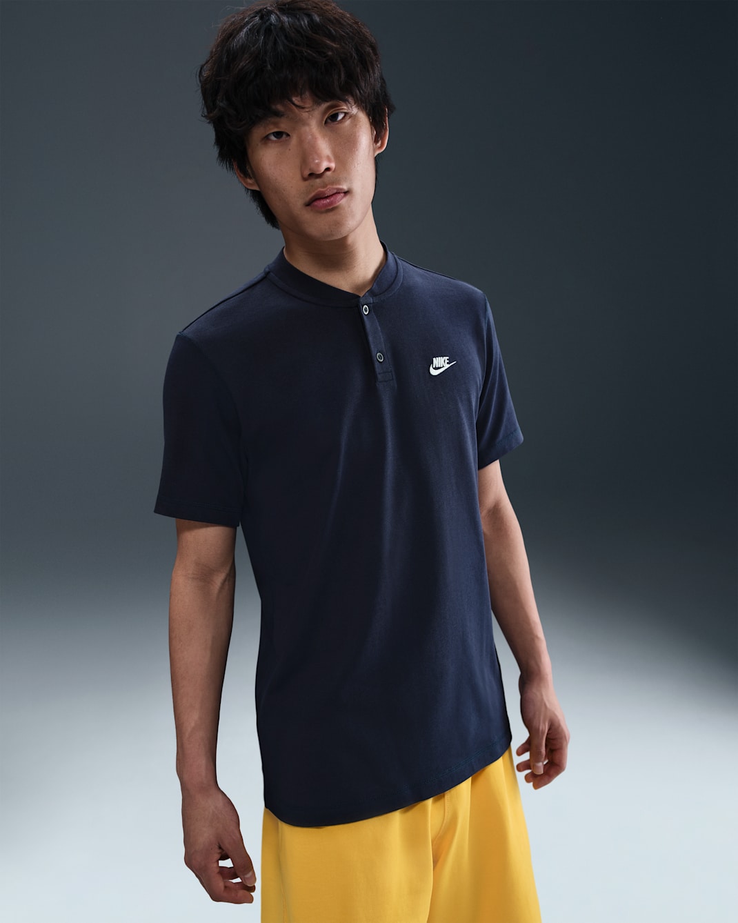 나이키 클럽 남성 반팔 헨리 - 옵시디언/옵시디언/화이트