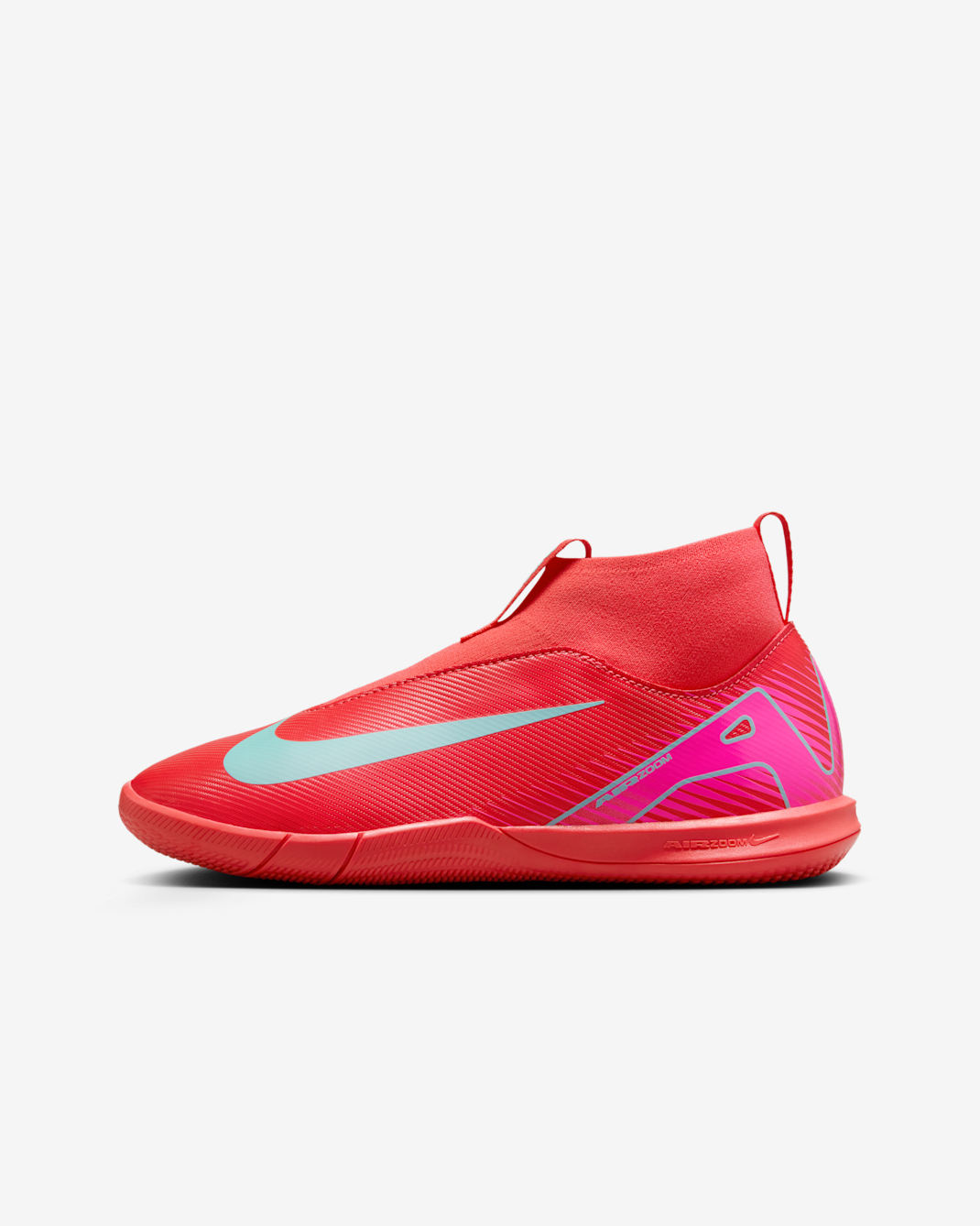 Nike Jr. Mercurial Superfly 10 Academy Younger/Older Kids' Indoor Court High-Top Football Shoes - Ember Glow/Aurora Green