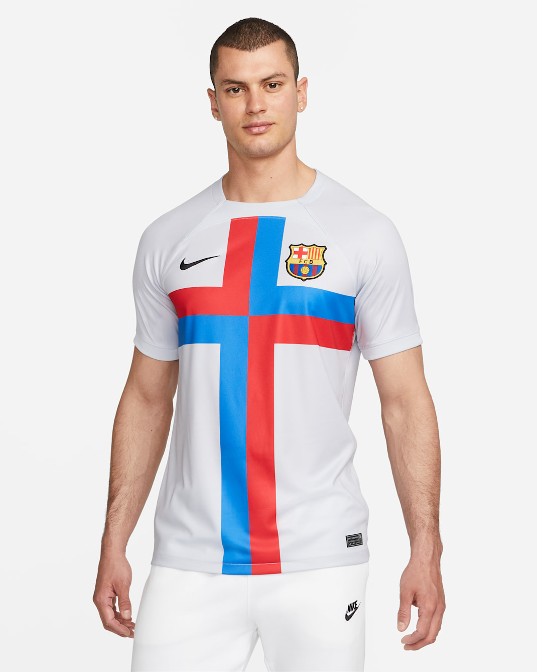 F.C. Barcelona 2022/23 Stadium Third Men's Nike Dri-FIT Football Shirt - Sky Grey/Black