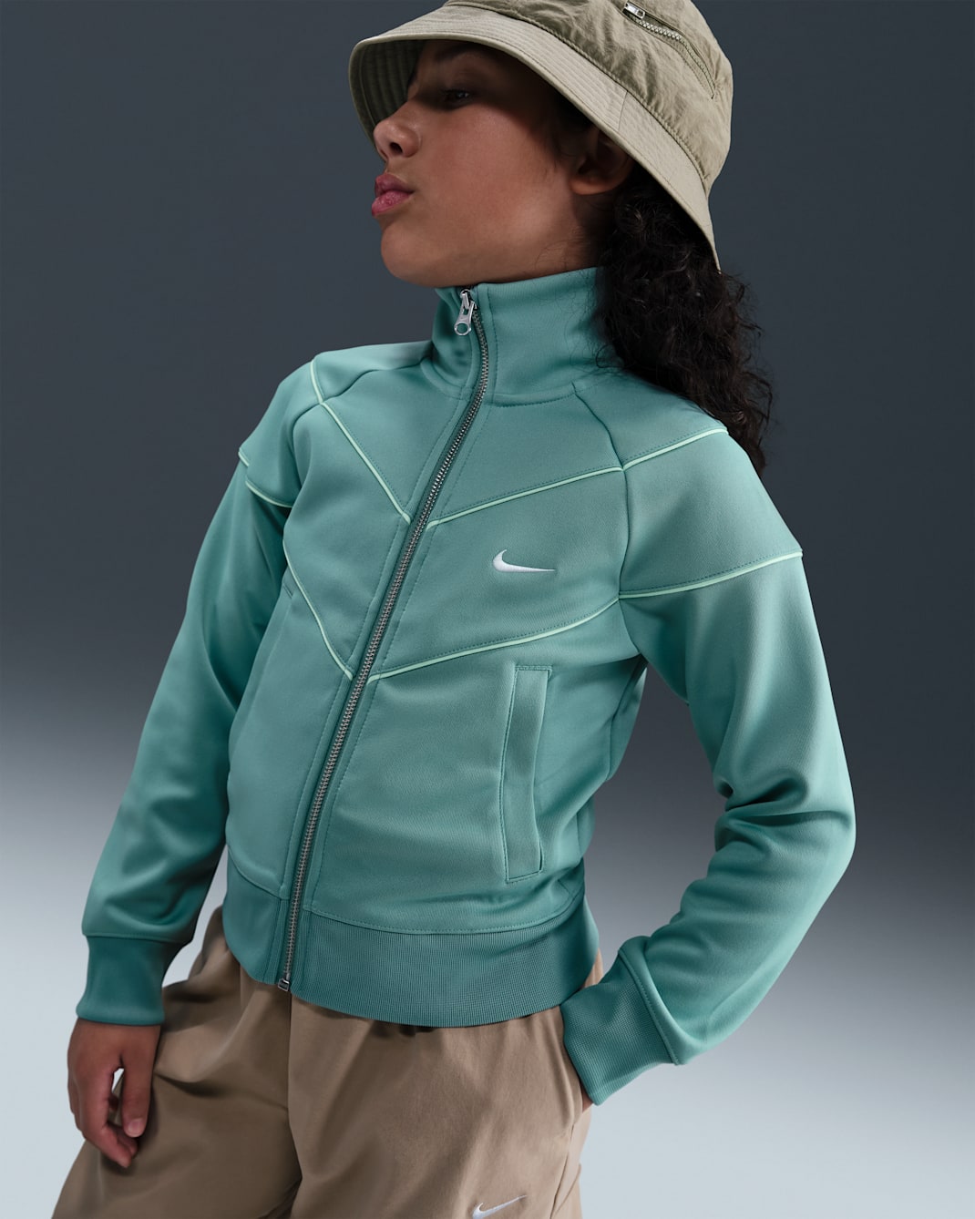 Nike Sportswear Older Kids' (Girls') Knit Tracksuit Jacket - Cannon/Mint Foam/Sail