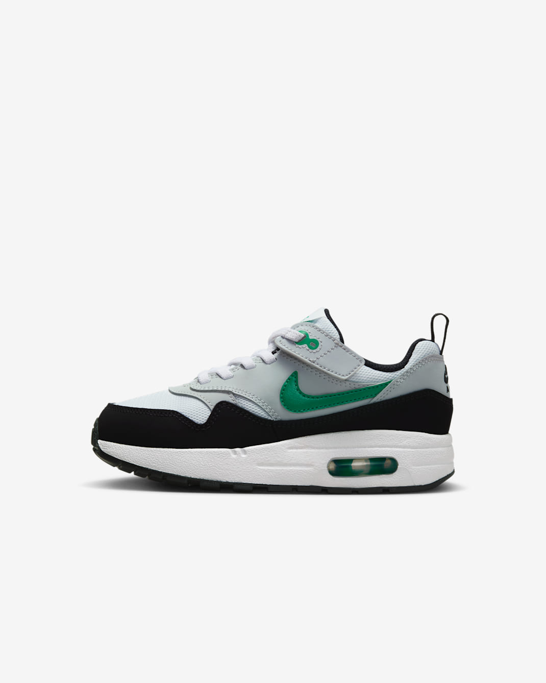 Nike Air Max 1 EasyOn Little Kids' Shoes - White/Pure Platinum/Black/Stadium Green