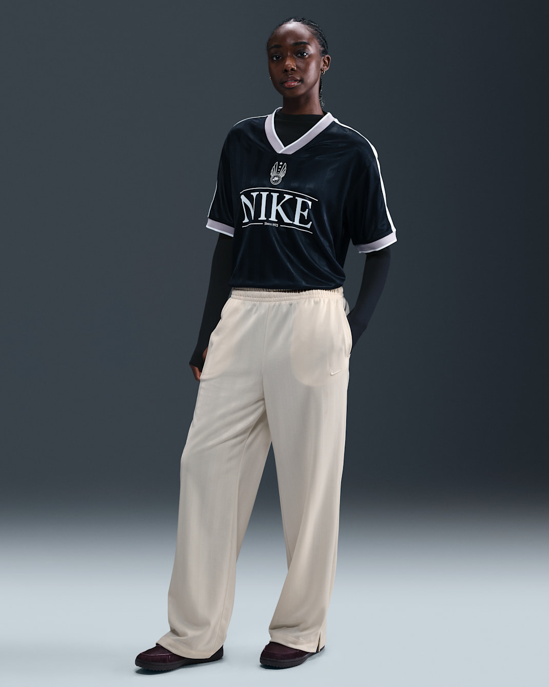 Nike Sportswear Women's Mid-Rise Loose Jacquard Striped Track Pants - Pale Ivory/Sail