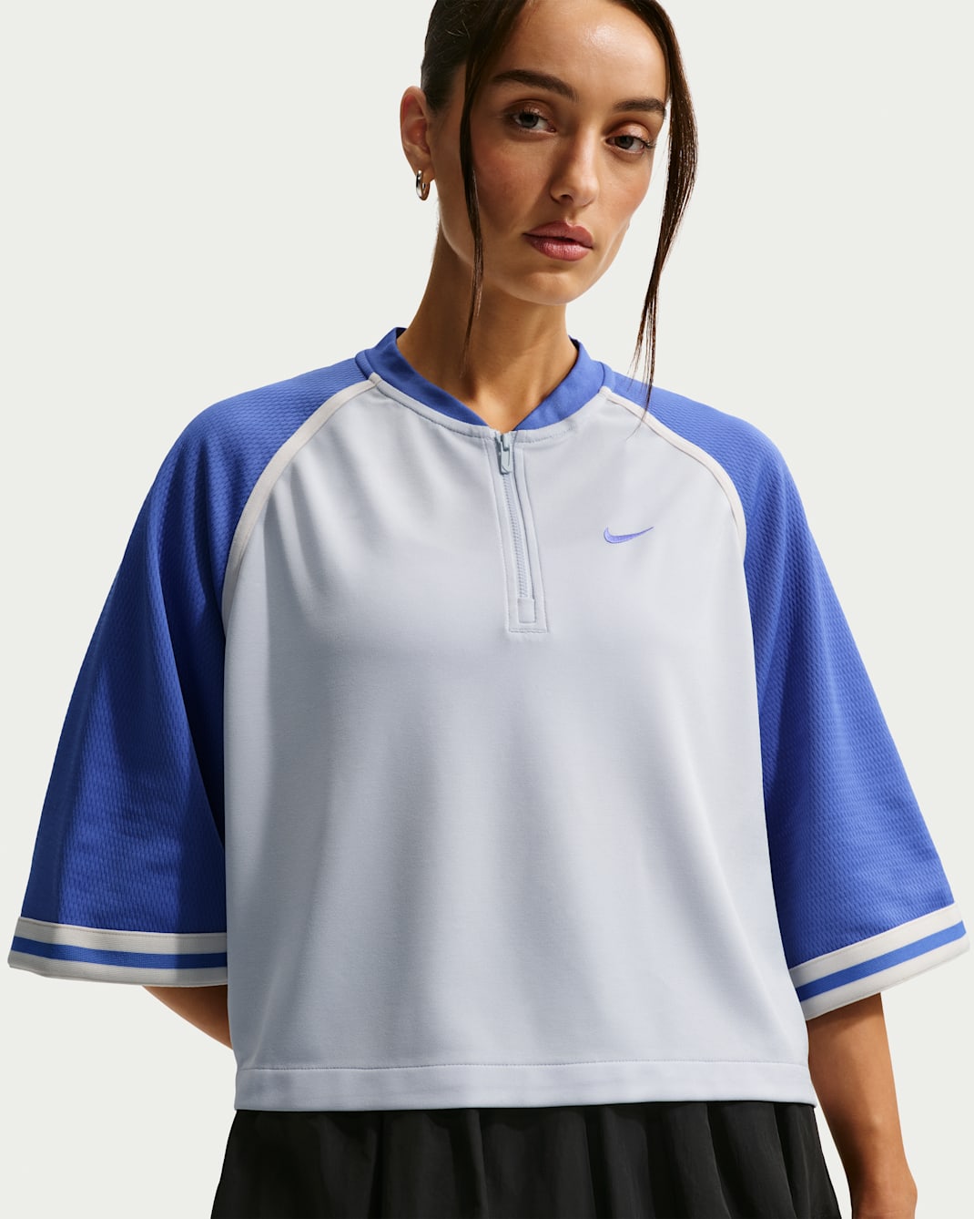 Playera oversized para mujer Nike Sportswear - Platino puro/Azul medio claro/Tiza/Azul medio claro