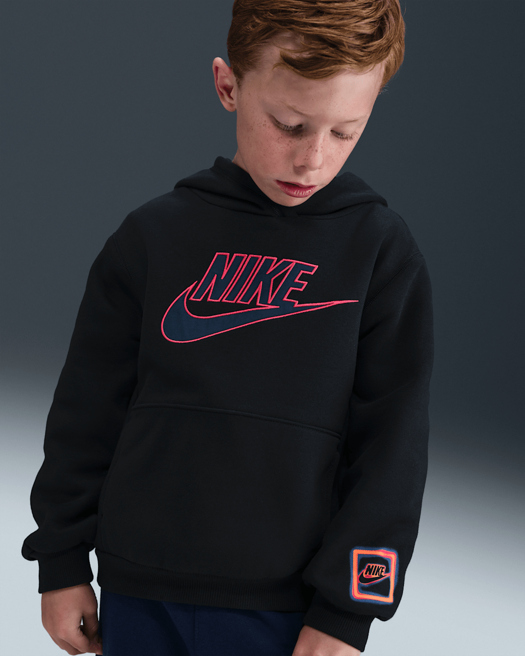 나이키 글로우 위드 미 리틀키즈 플리스 풀오버 후디 - 블랙