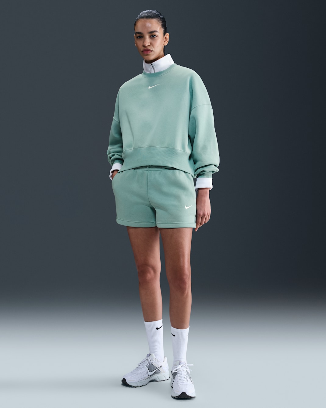 Shorts de tiro medio de 10 cm para mujer Nike Sportswear Phoenix Fleece - Cañón/Vela