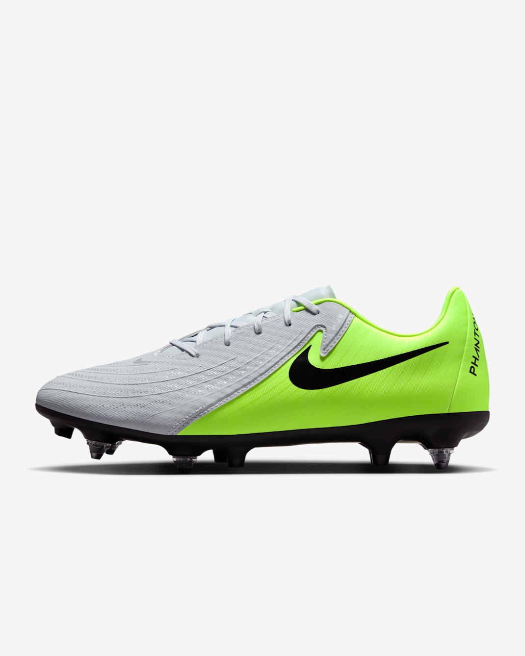 Fotbollssko för vått gräs Nike Phantom GX 2 Academy med lågt skaft - Metallic Silver/Volt/Svart
