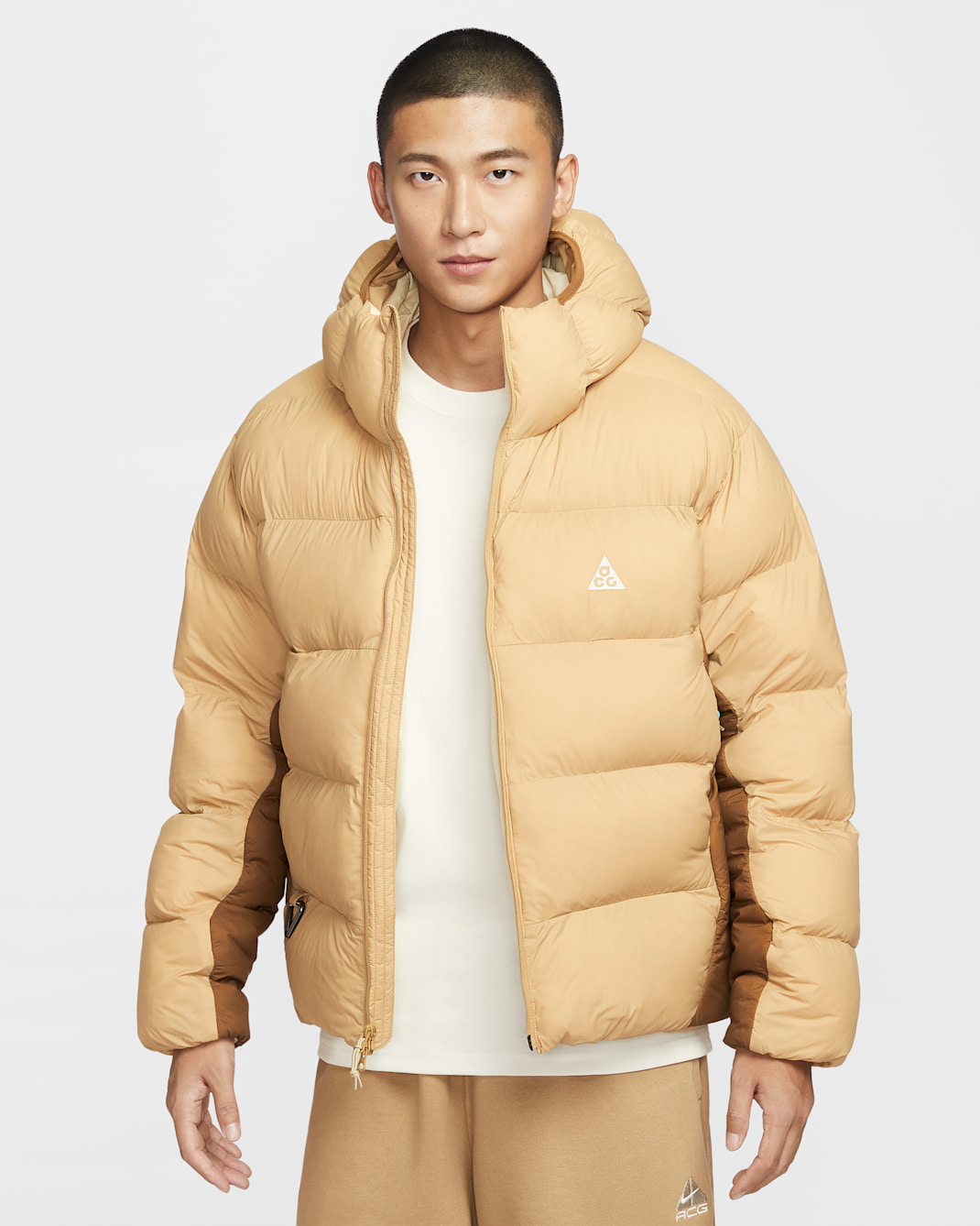 나이키 ACG '루나 레이크' 패딩 PrimaLoft® 남성 써마 핏 ADV 루즈 후드 재킷 - 파라슈트 베이지/모스우드 브라운/라이트 카키/서밋 화이트