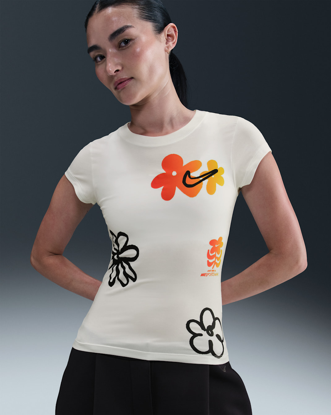 Nike Sportswear Women's Tight Short-Sleeve Graphic T-Shirt - Sail