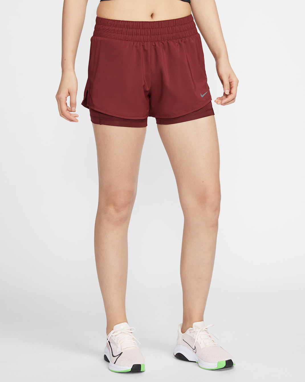 Nike Dri-FIT One Women's Mid-rise 8cm (approx.) 2-in-1 Shorts - Dark Team Red