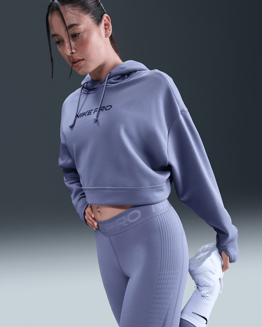 Nike Pro Women's Therma-FIT Fleece Hoodie - World Indigo/White