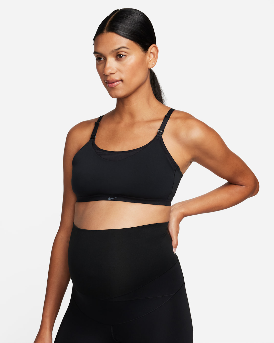 Nike Alate (M) Women's Light-Support Lightly Lined Nursing Sports Bra (Maternity) - Black/Cool Grey