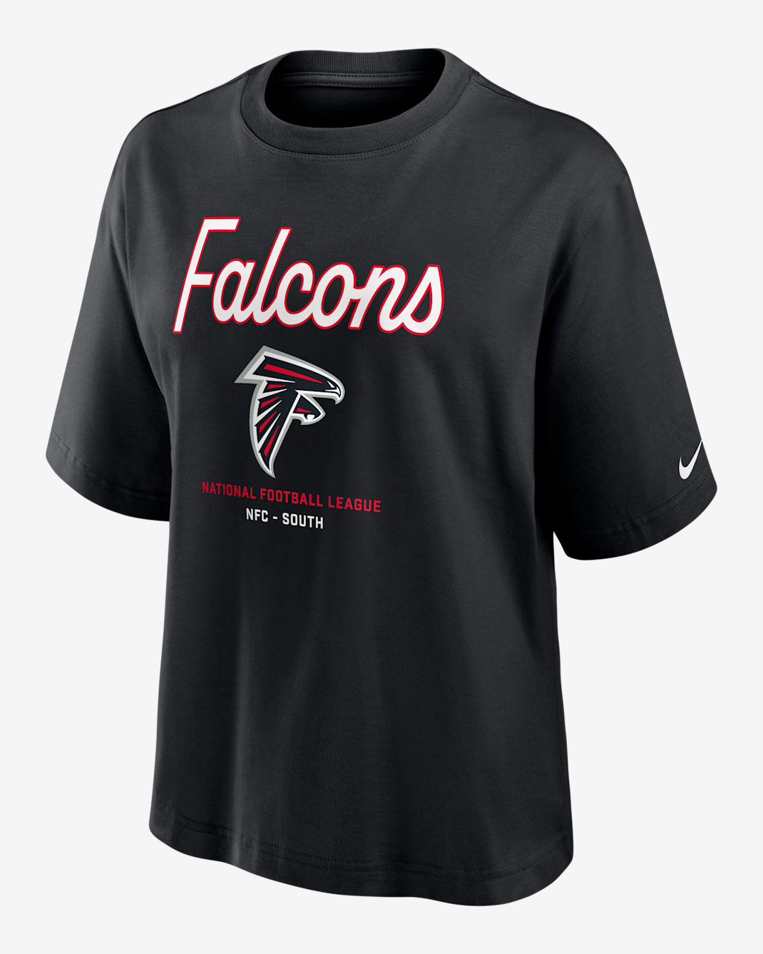 Atlanta Falcons Essential Script Boxy Women's Nike NFL T-Shirt - Black