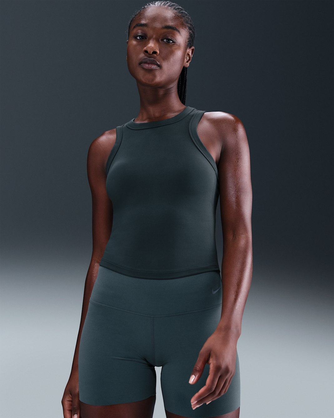 Nike One Fitted Women's Dri-FIT Cropped Tank Top - Seaweed