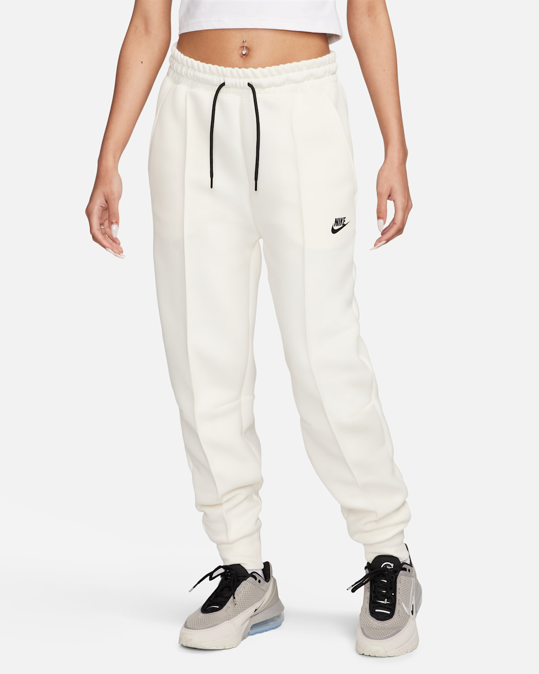 Nike Sportswear Tech Fleece Women's Mid-Rise Joggers - Pale Ivory/Black