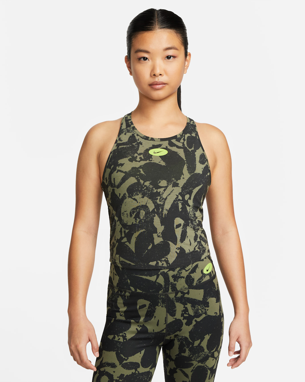 Nike Dri-FIT One Luxe Icon Clash Women's Training Tank - Black/Black/Atomic Green