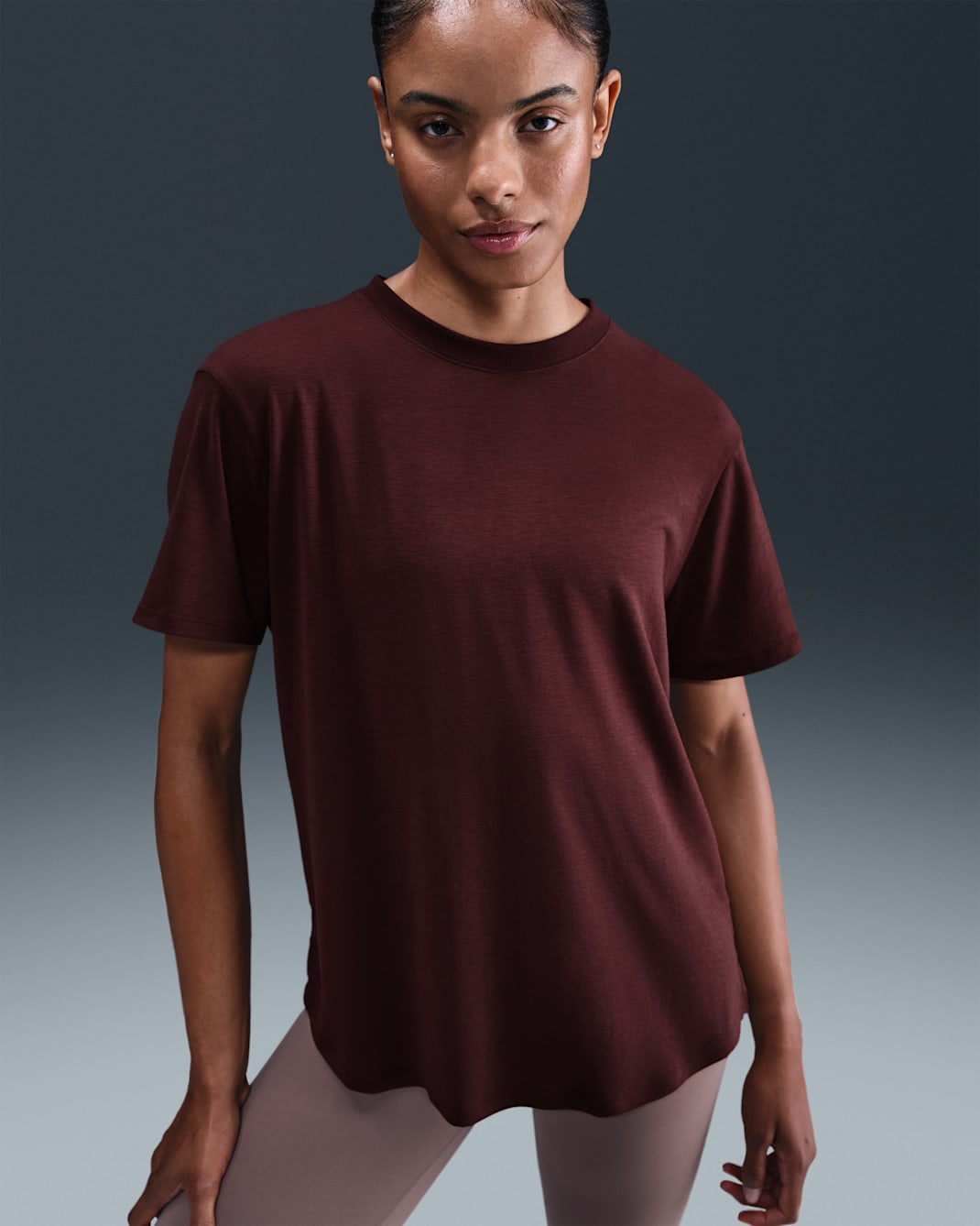 Nike One Relaxed Women's Dri-FIT Short-Sleeve Top - Burgundy Crush/White