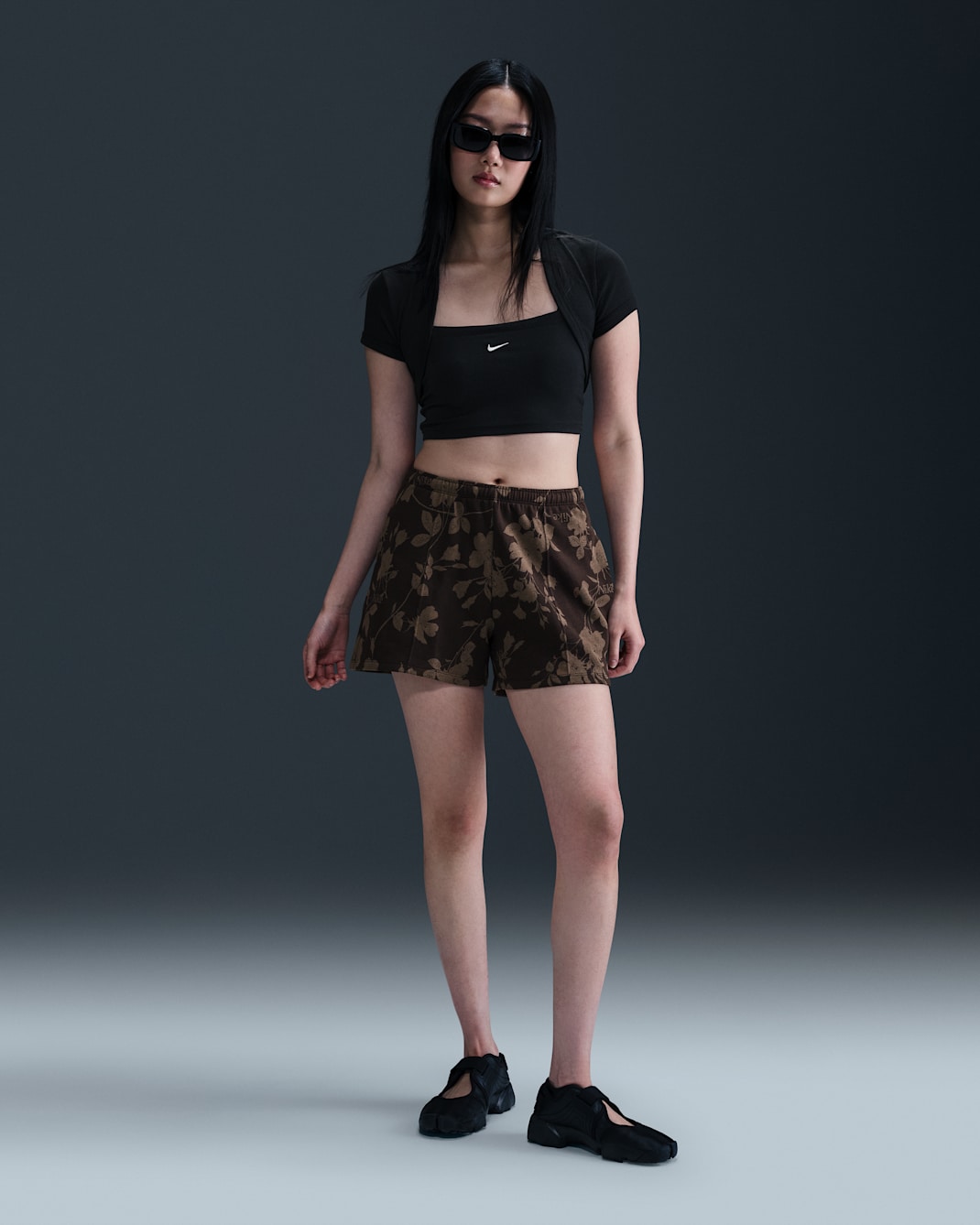Nike Sportswear Chill Terry Women's Mid-Rise French Terry Printed Shorts - Velvet Brown/Velvet Brown