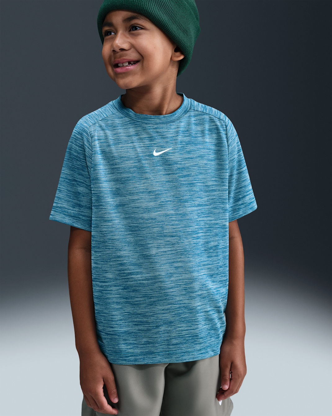 Nike Multi Older Kids' Dri-FIT Short-Sleeve Top - Green Abyss/Pure/White