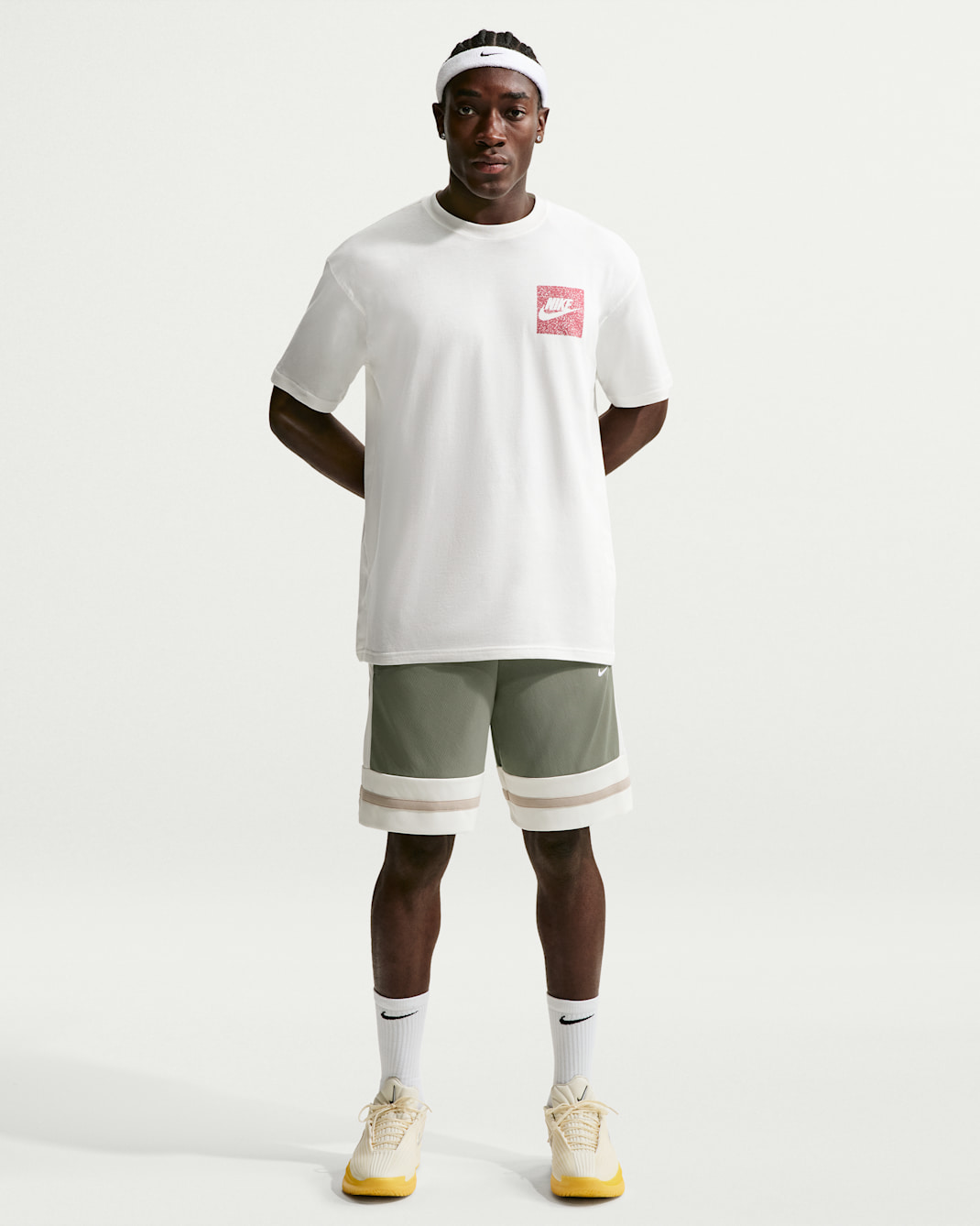 Pánské 20cm basketbalové kraťasy Nike Dri-FIT - Dark Stucco/Sail/Cream II/Bílá