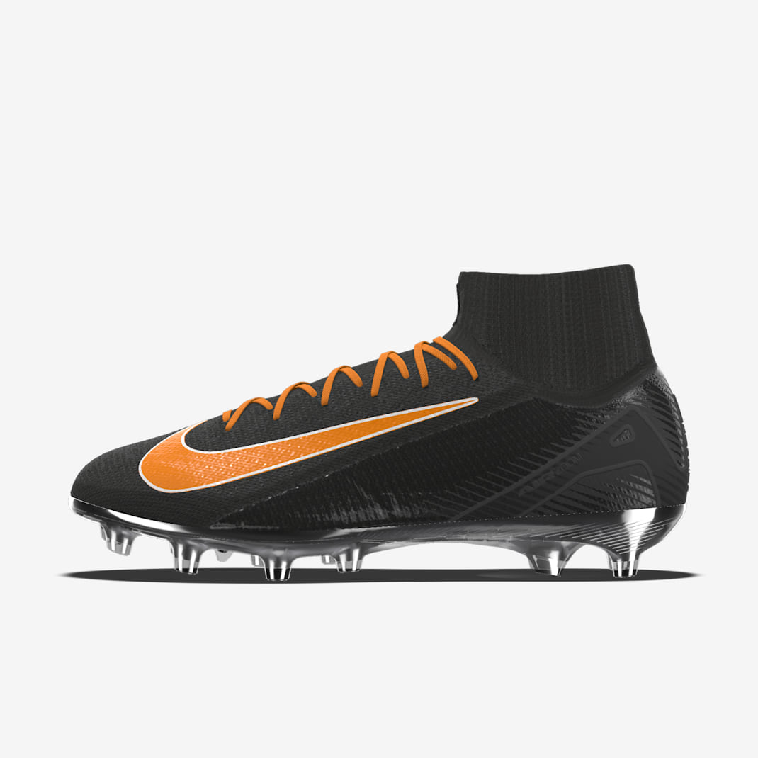 Tacos de fútbol high AG-Pro personalizados Nike Mercurial Superfly 10 Elite By You - Negro/Gris hierro/Negro