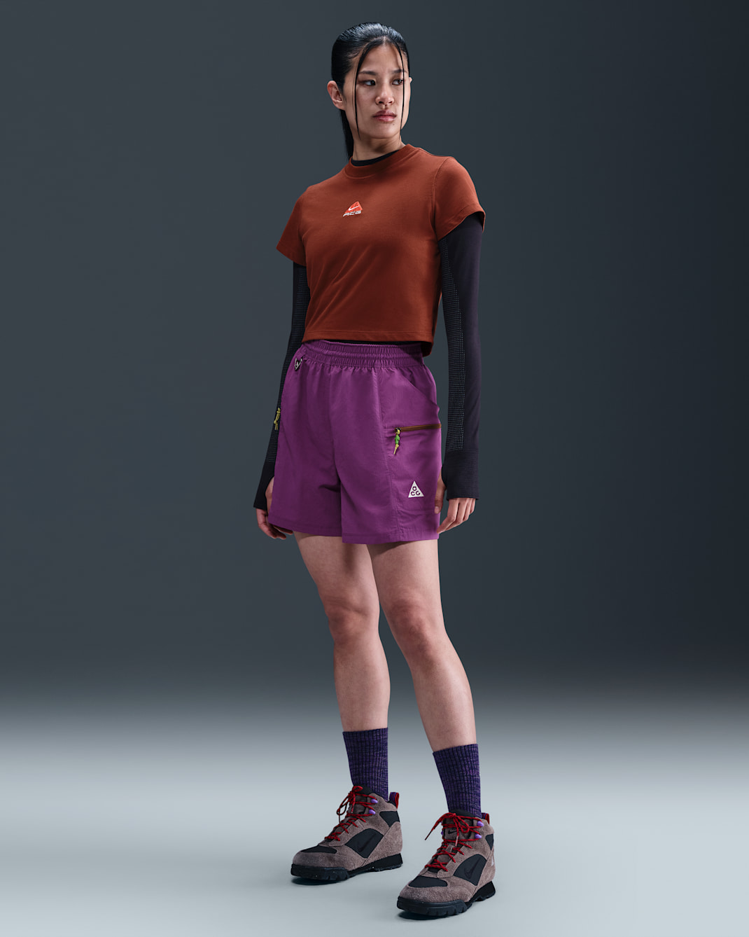Nike ACG 'Death Bloom' Women's Shorts - Bold Berry/Black/Mosswood Brown/Summit White