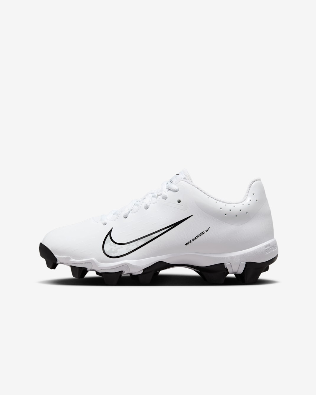Nike Hyperdiamond 4 Keystone Big Kids' Softball Cleats - White/Black/Pure Platinum