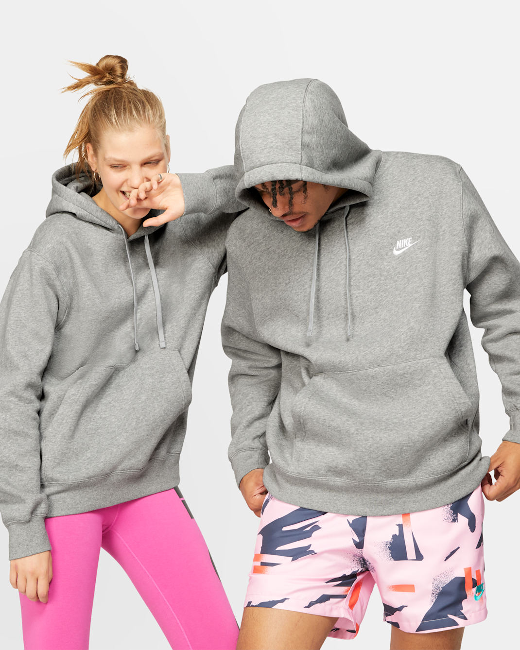 Nike Sportswear Club Fleece Pullover Hoodie - Dark Grey Heather/Matte Silver/White