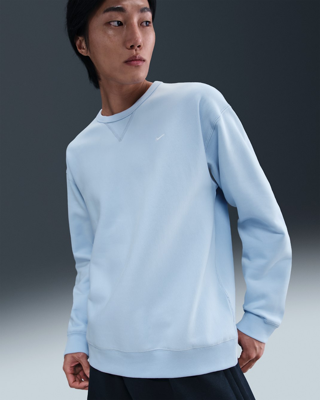 나이키 솔로 스우시 남성 플리스 크루 - 셀러스틴 블루/화이트