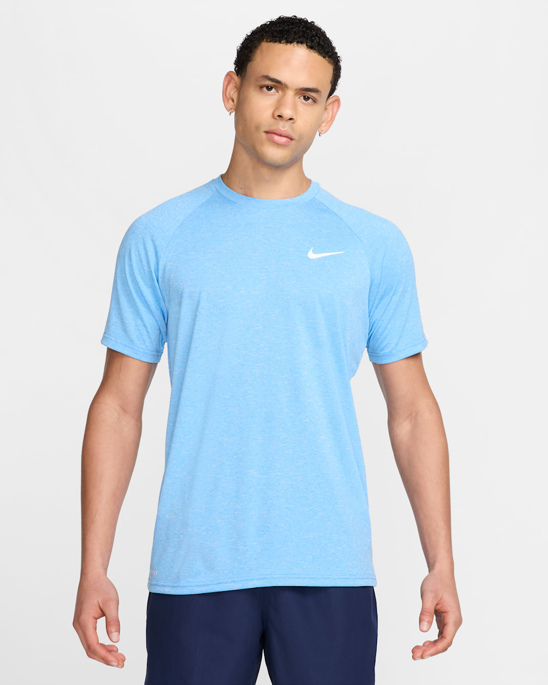 Nike Men's Heathered Short-Sleeve Hydroguard Swim Shirt - University Blue