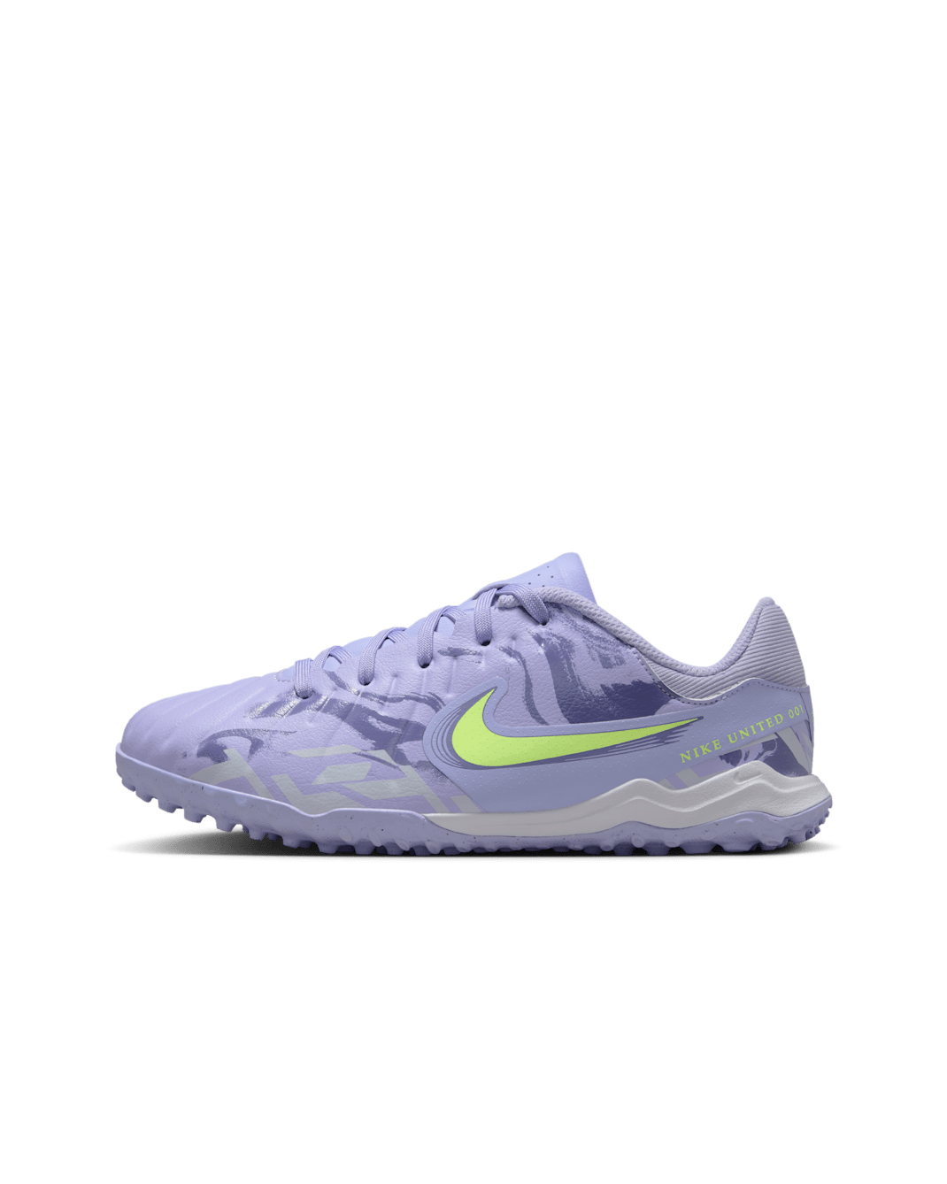 Nike United Jr. Tiempo Legend 10 Academy Big Kids' TF Low-Top Soccer Shoes - Purple Agate/Barely Volt