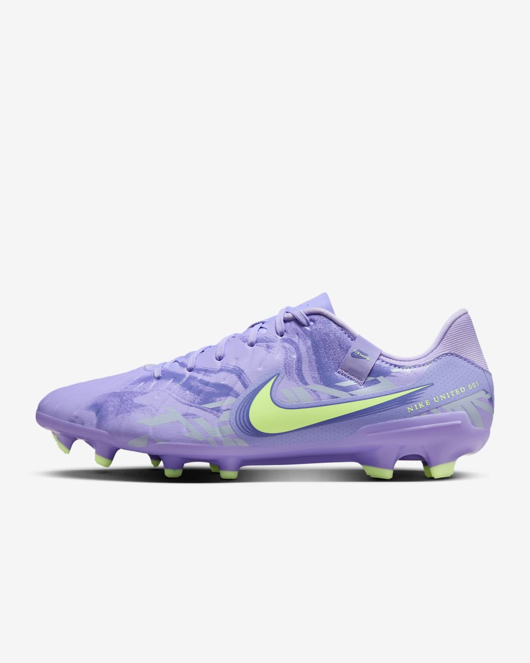 Nike United Tiempo Legend 10 Academy Multi-Ground Low-Top Soccer Cleats - Purple Agate/Barely Volt