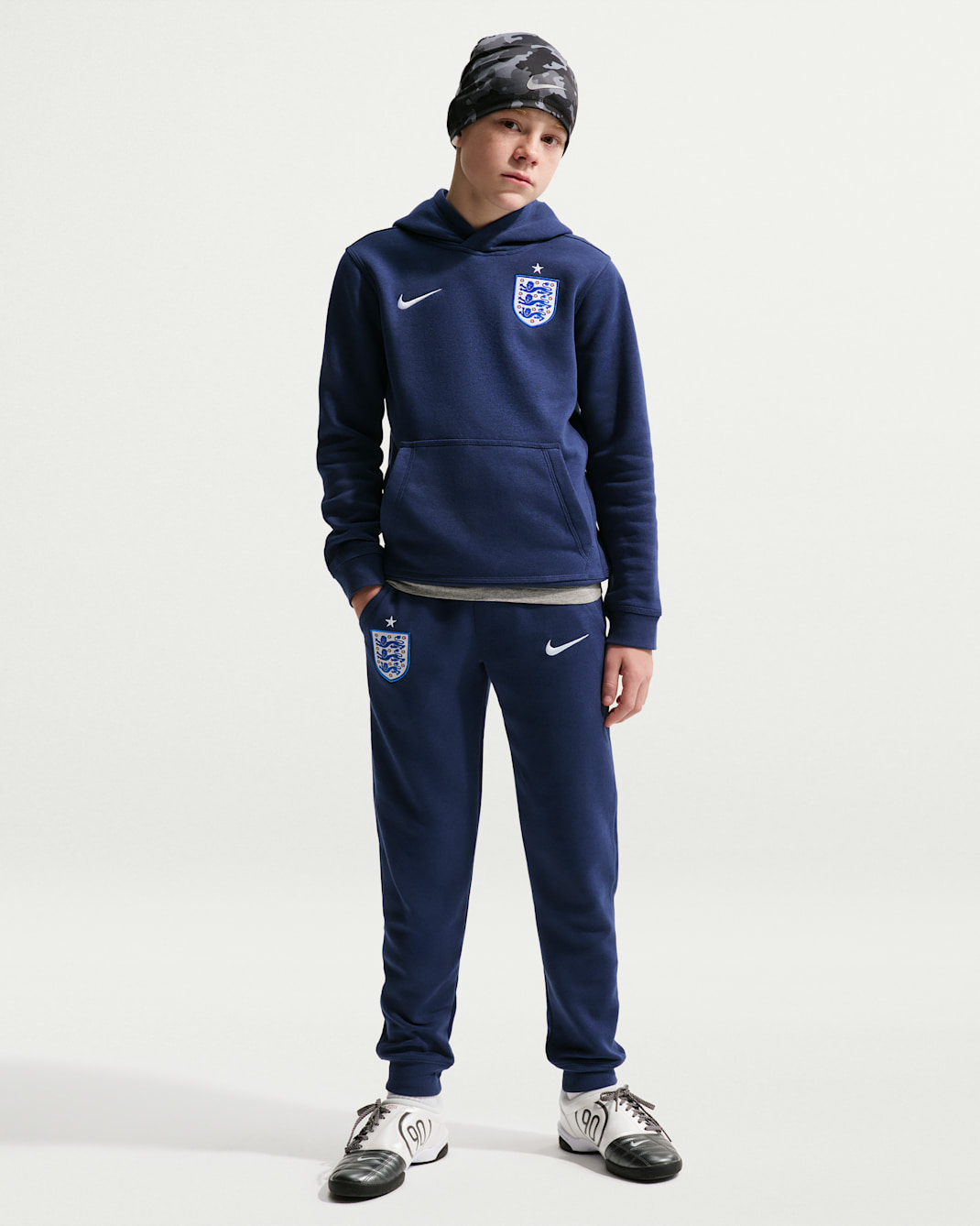 Joggers de fútbol Nike England Club Fleece para niño talla grande - Azul marino medianoche/Blanco