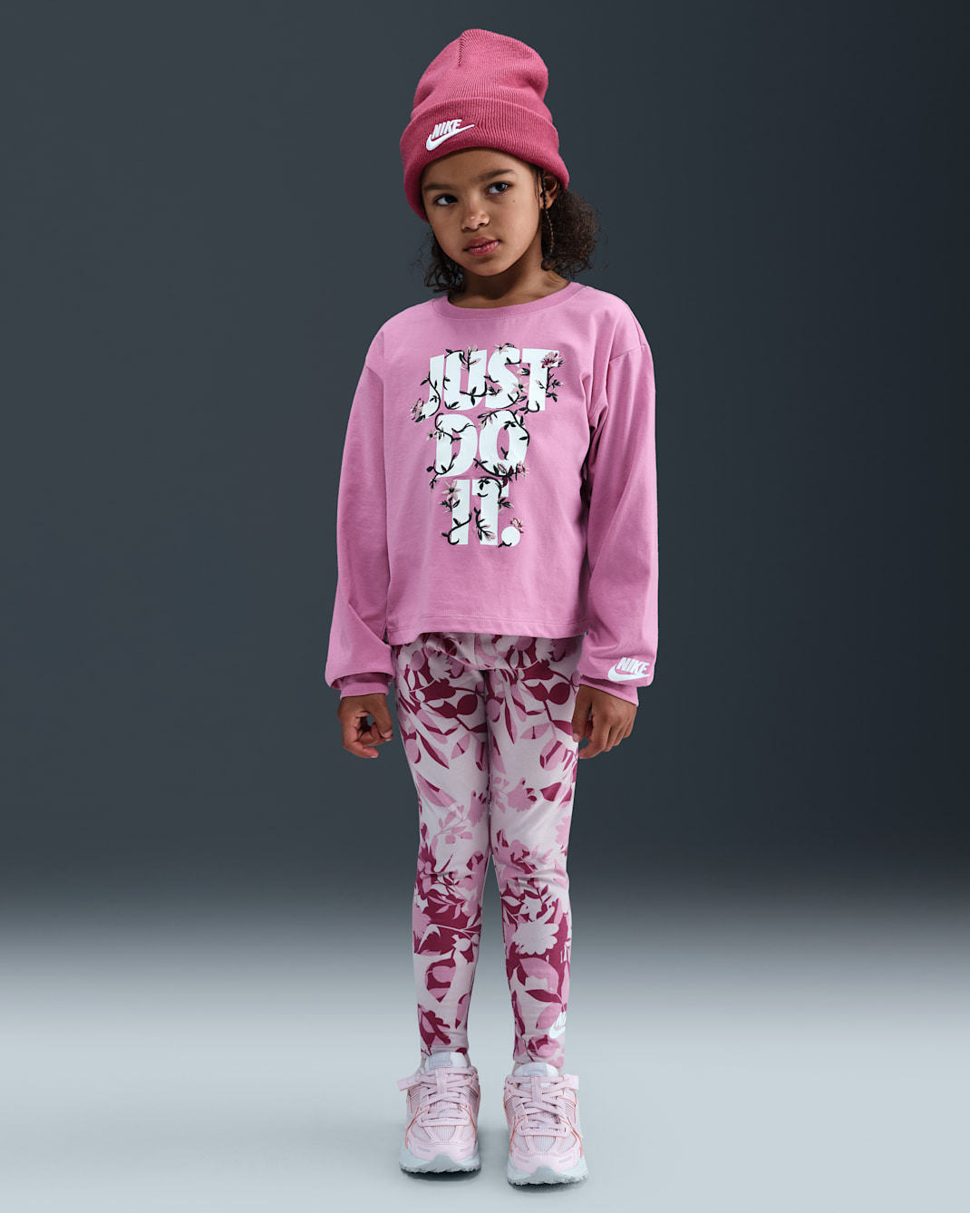 Nike Little Kids' Printed Club Long Sleeve T-Shirt and Leggings Set - Platinum Violet