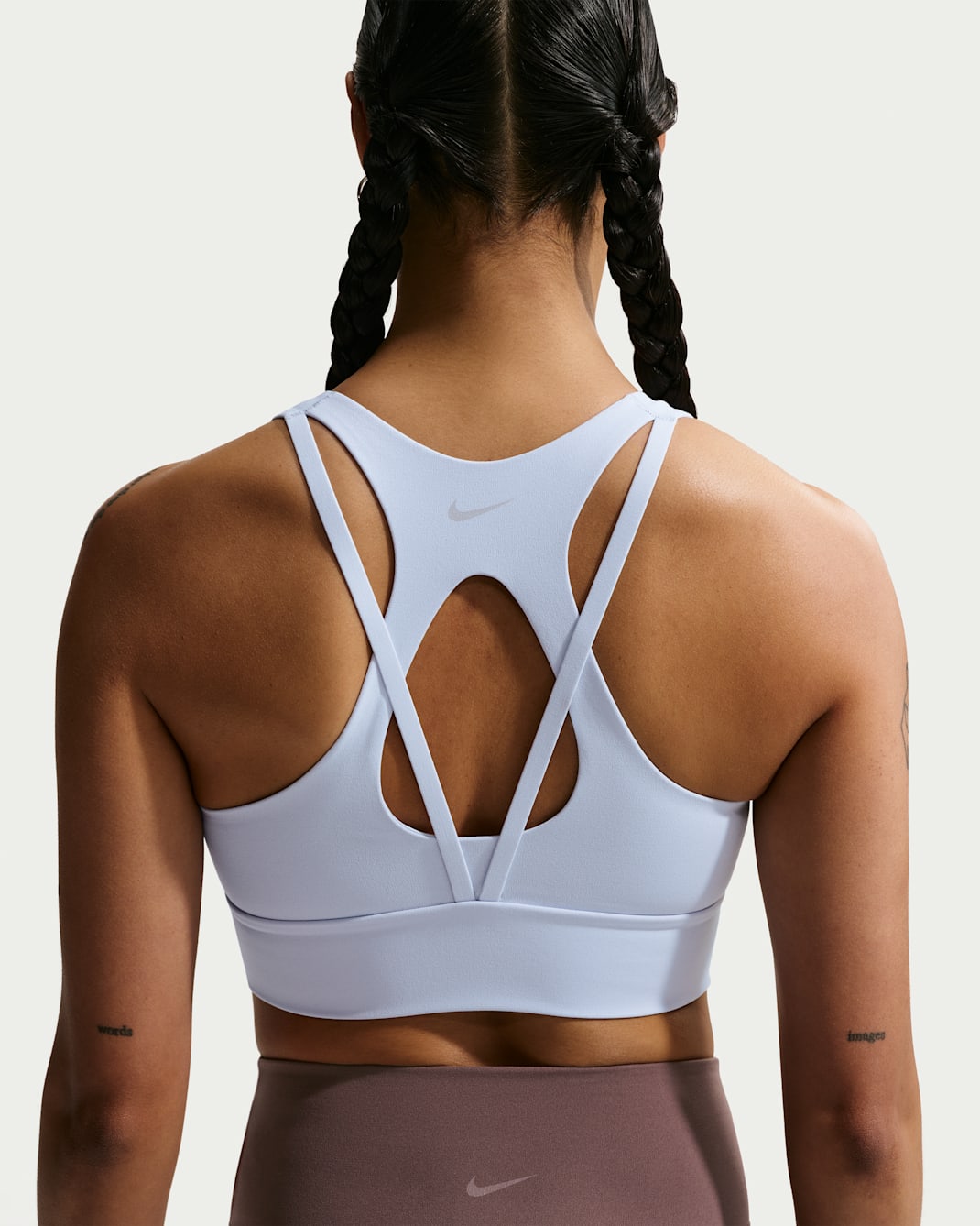Bra deportivo de baja sujeción de líneas largas con almohadillas para mujer Nike Zenvy - Azul hidrógeno/Gris azulado