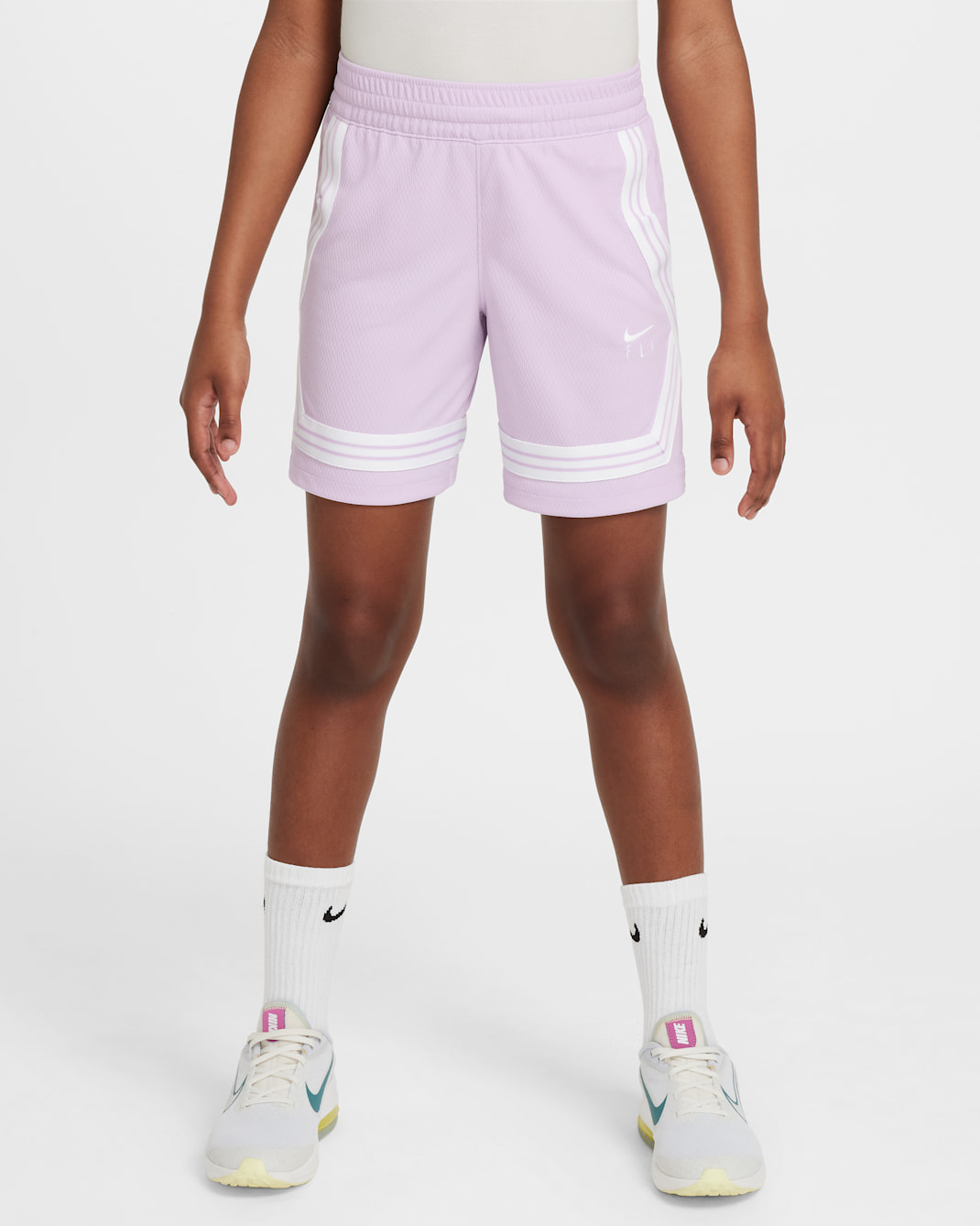 Shorts de básquetbol para niña talla grande Nike Fly Crossover - Muñeca/Muñeca/Blanco