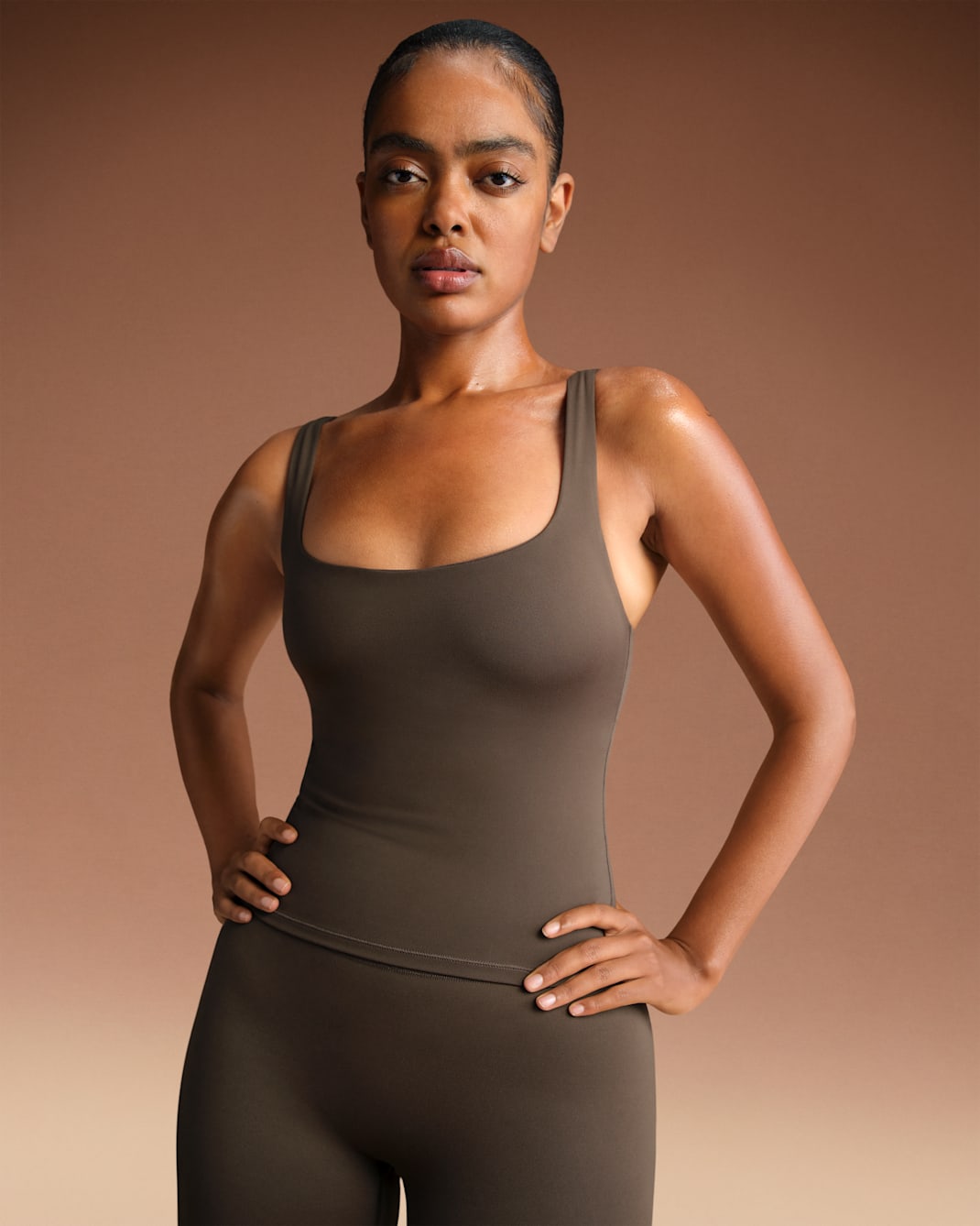 NikeSKIMS Matte Women's Square-Neck Tank - NSKM Dark Sepia