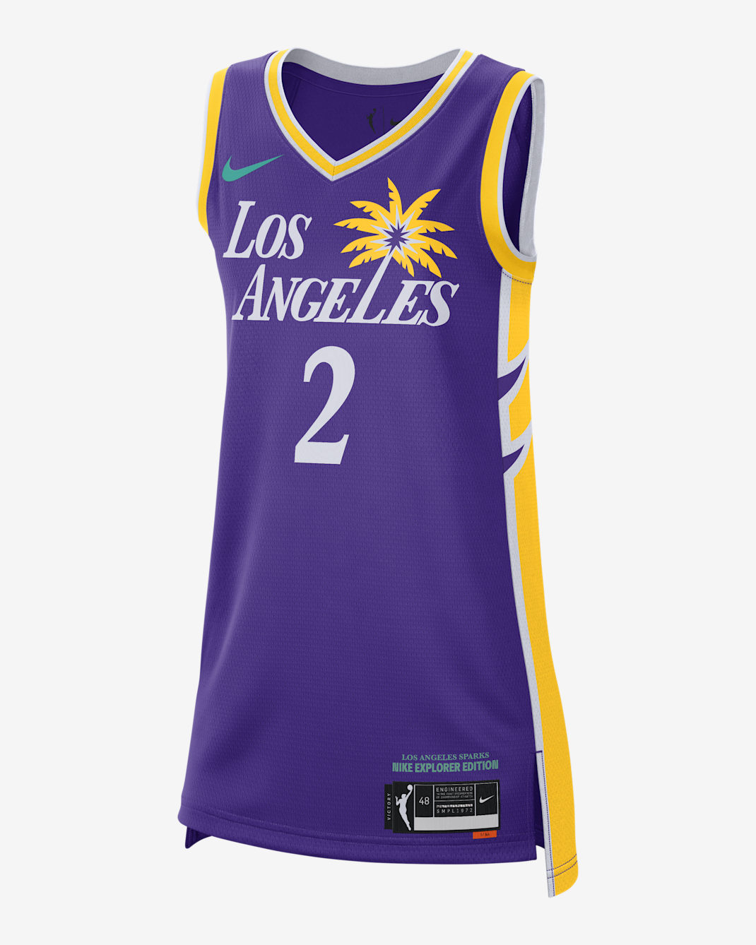 Jersey Nike Dri-FIT de la WNBA Victory Los Angeles Sparks Explorer Edition - Morado campo/Amarillo