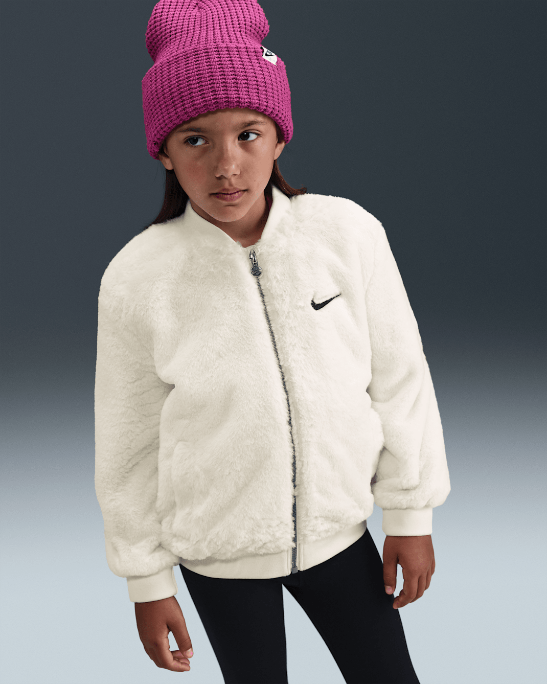 Chamarra bomber de piel sintética Nike para niños talla pequeña - Vela