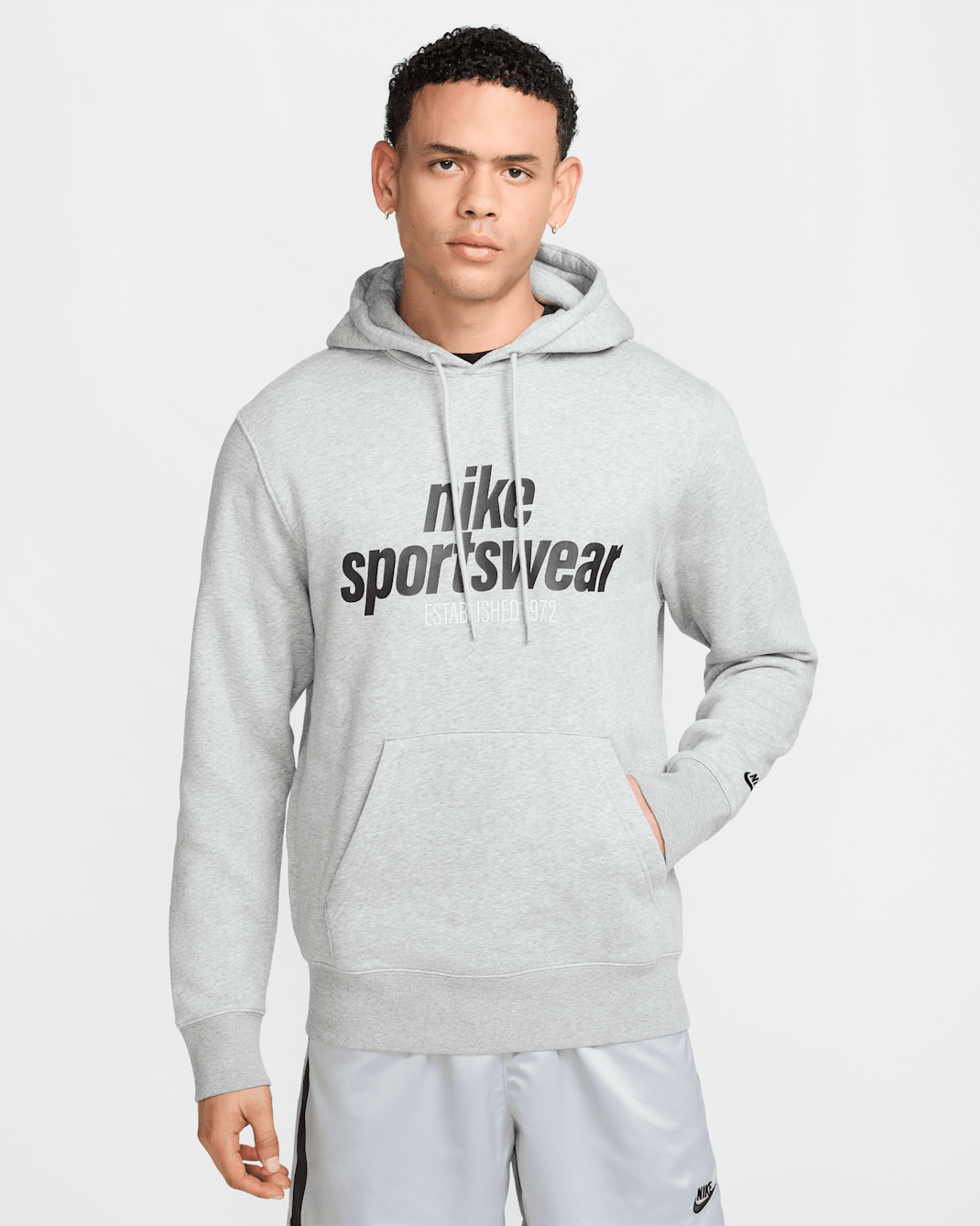 Nike Club Men's Fleece Pullover Hoodie - Dark Grey Heather/Light Smoke Grey/Black