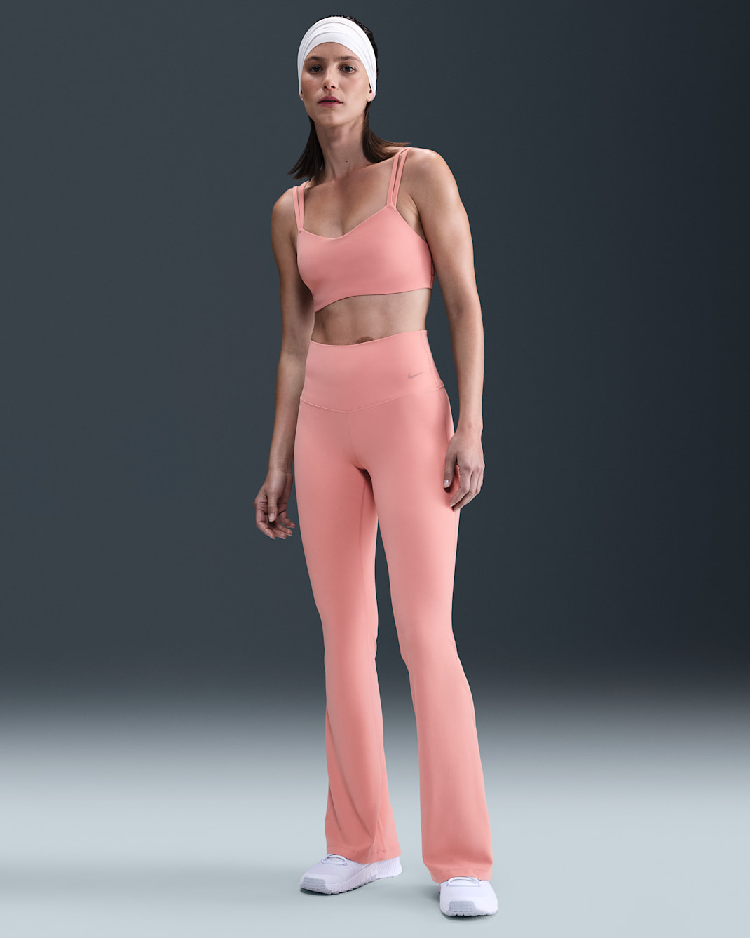 Nike Zenvy Women's High-Waisted Flared Leggings - Rust Pink/Black