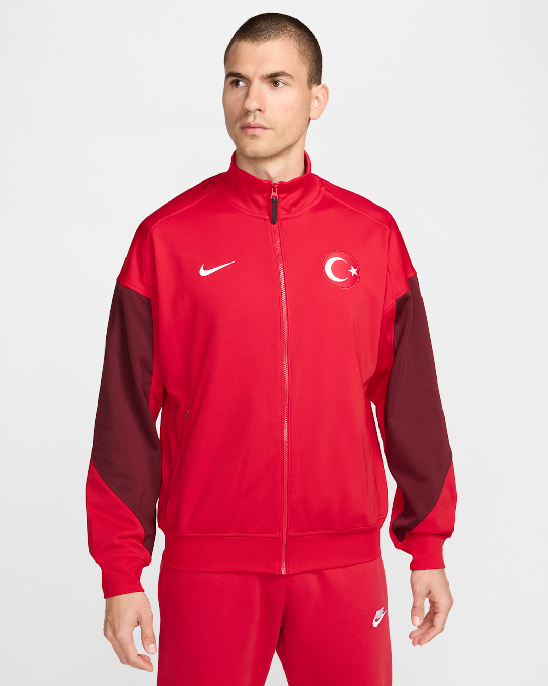 Męska kurtka piłkarska Turcja Academy Pro - Sport Red/Dark Team Red/Biel