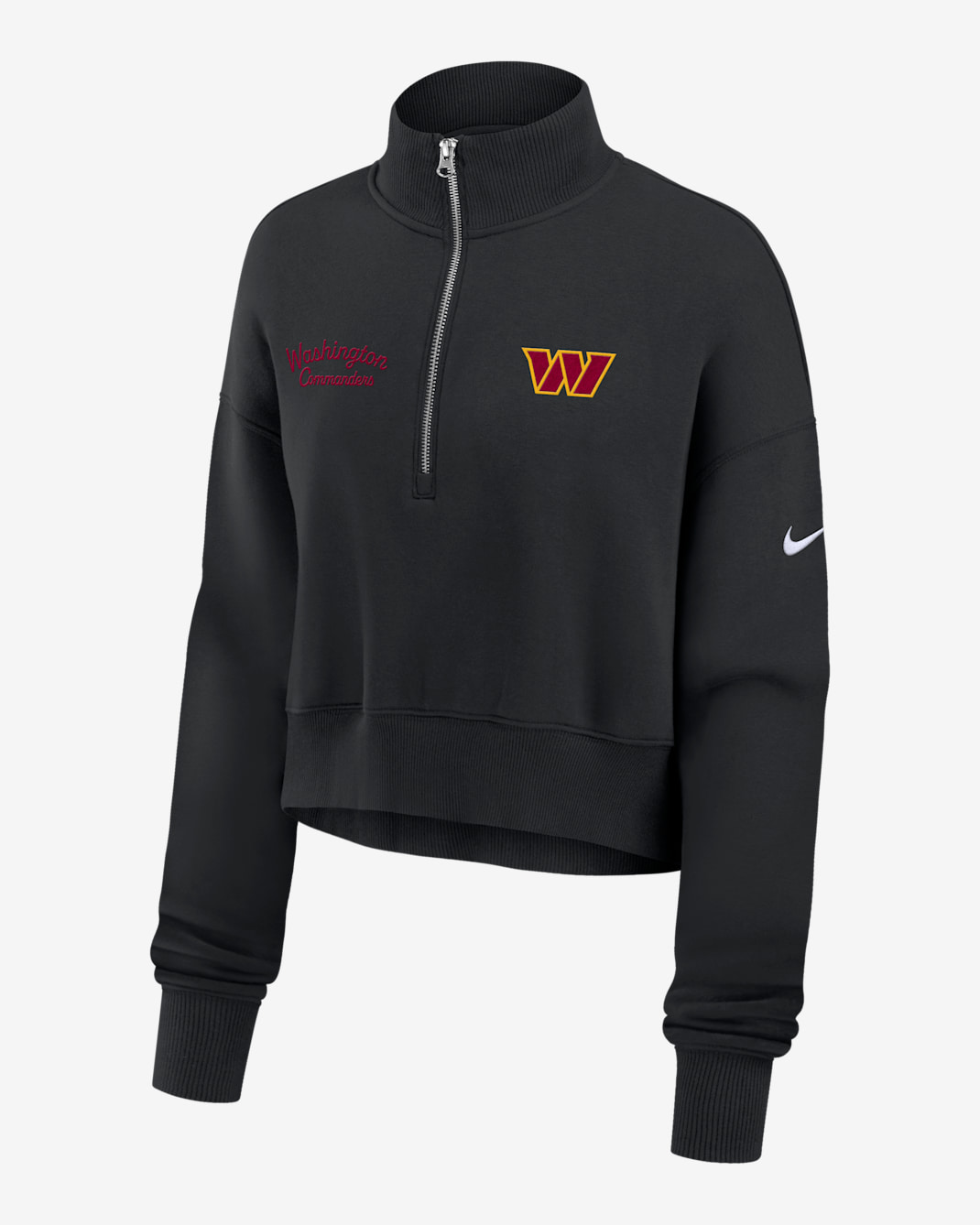 Washington Commanders Phoenix Women's Nike NFL Cropped 1/4-Zip Crew - Black