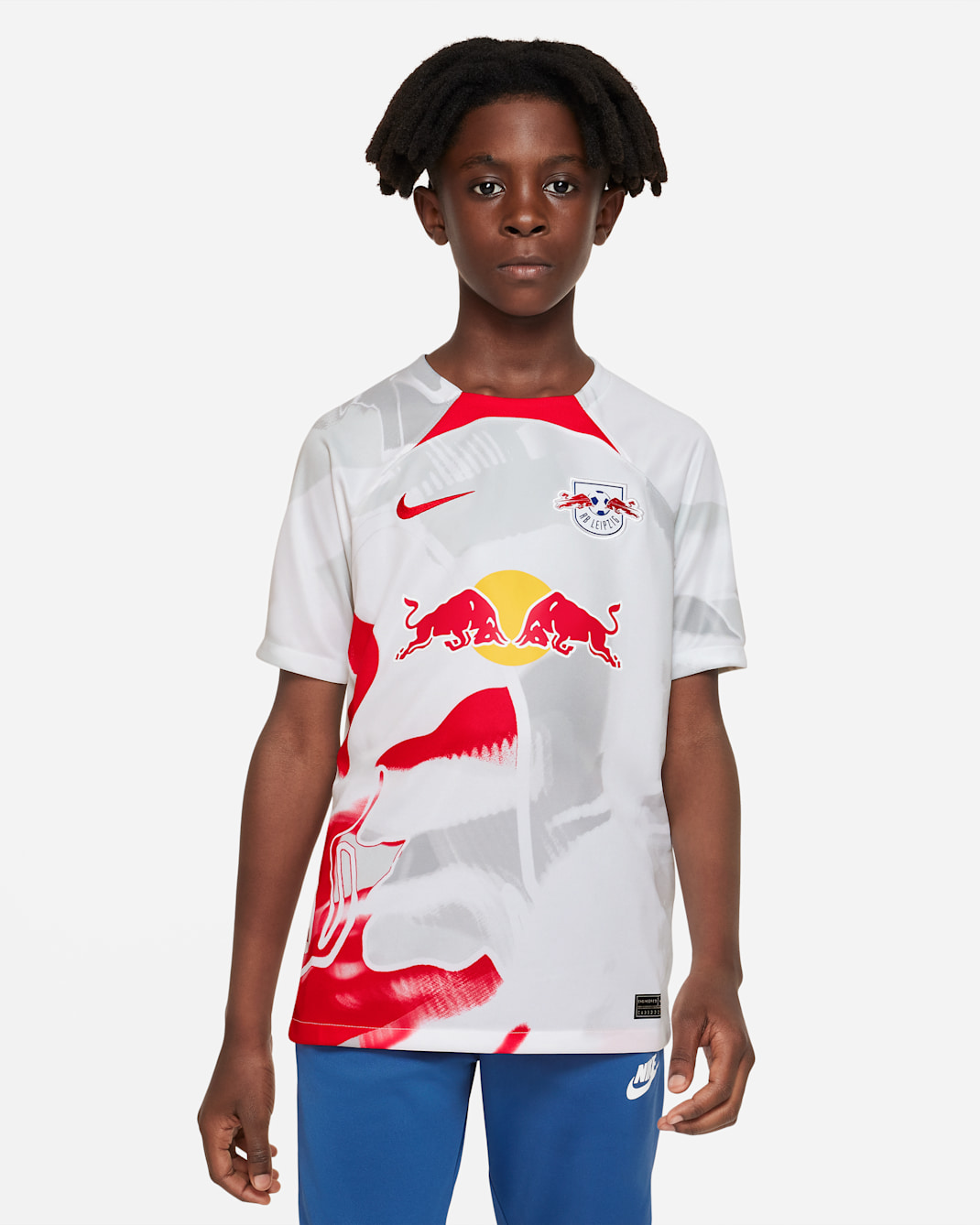 RB Leipzig 2022/23 Stadium Home Nike Dri-FIT Fußballtrikot für ältere Kinder - Weiß/Global Red/Global Red