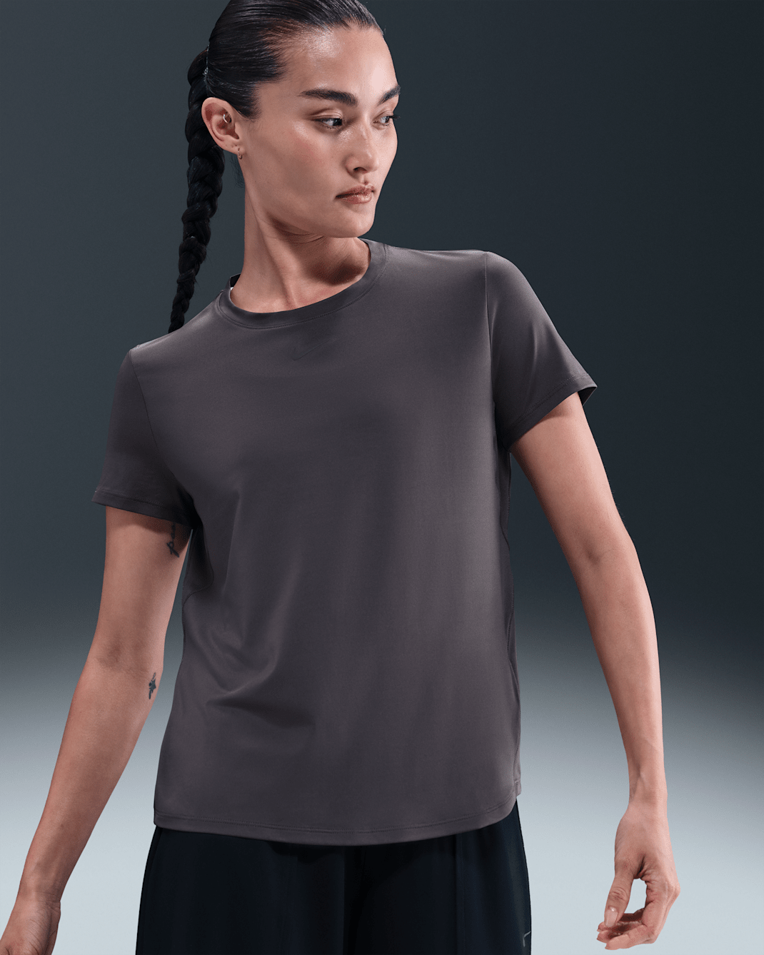 나이키 원 클래식 여성 드라이 핏 반팔 탑 - 썬더 그레이