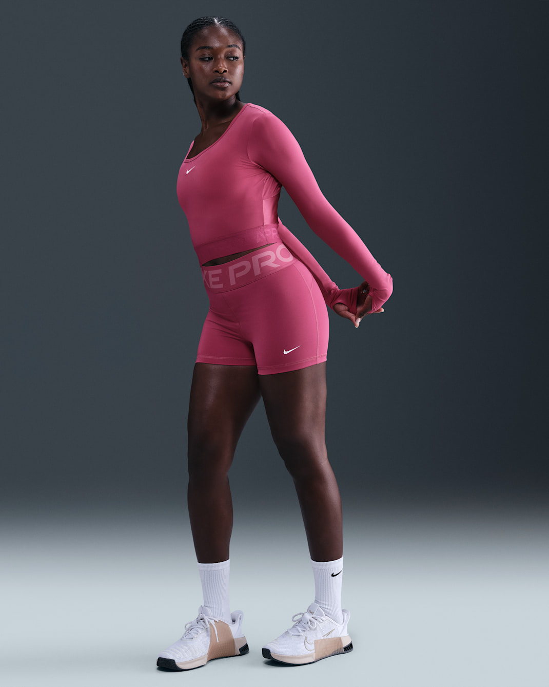 Nike Pro Sculpt Women's High-Waisted 7.5cm (approx.) Biker Shorts - Sweet Beet/White