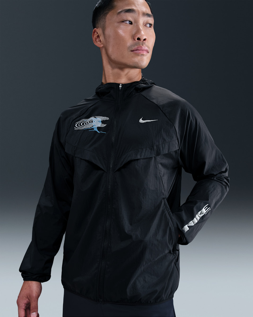 Veste de running déperlante avec protection UV Nike Stride pour homme - Noir/Noir